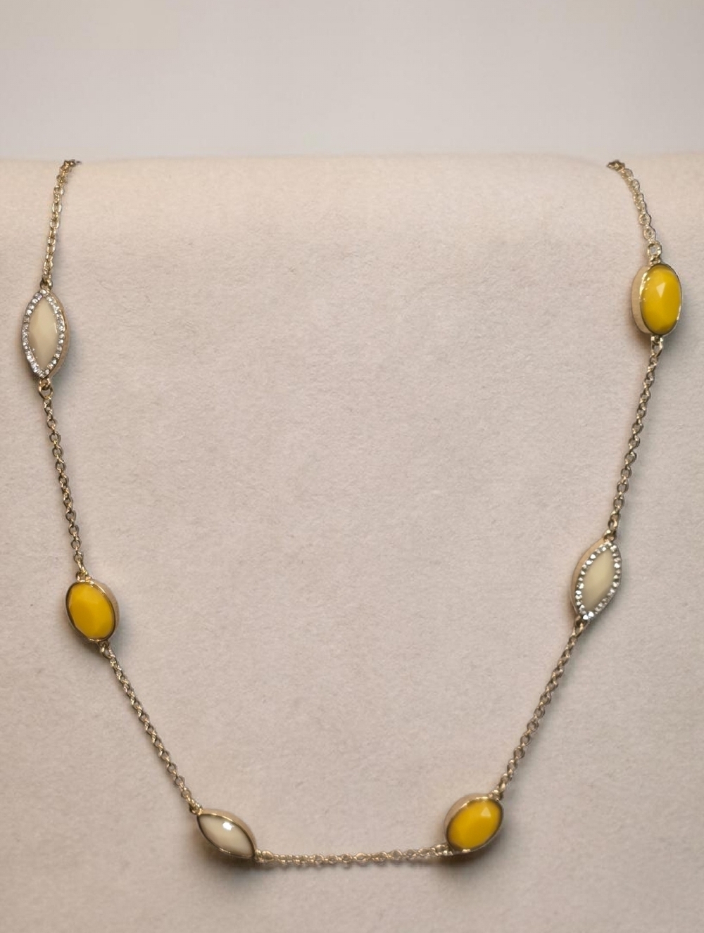 Banana Republic Yellow and Cream Enamel Station Necklace